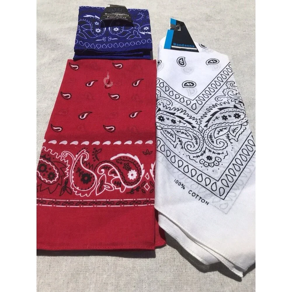 Vtg NOS Red White Blue Floral Bandana Scarf Cotton USA 21